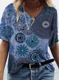 Blue Women's T-shirts Geometric Tribal T-shirt LC2528635-5