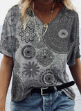Gray Women's T-shirts Geometric Tribal T-shirt LC2528635-11