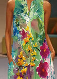 Green Women's Dresses Sunflower Floral Maxi Dress LC615856-9