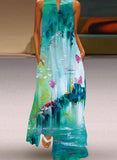 Sky Blue Women's Dresses Sunflower Floral Maxi Dress LC615856-4