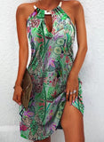 Green Women's Dresses Floral Cutout Mini Dress LC227763-9