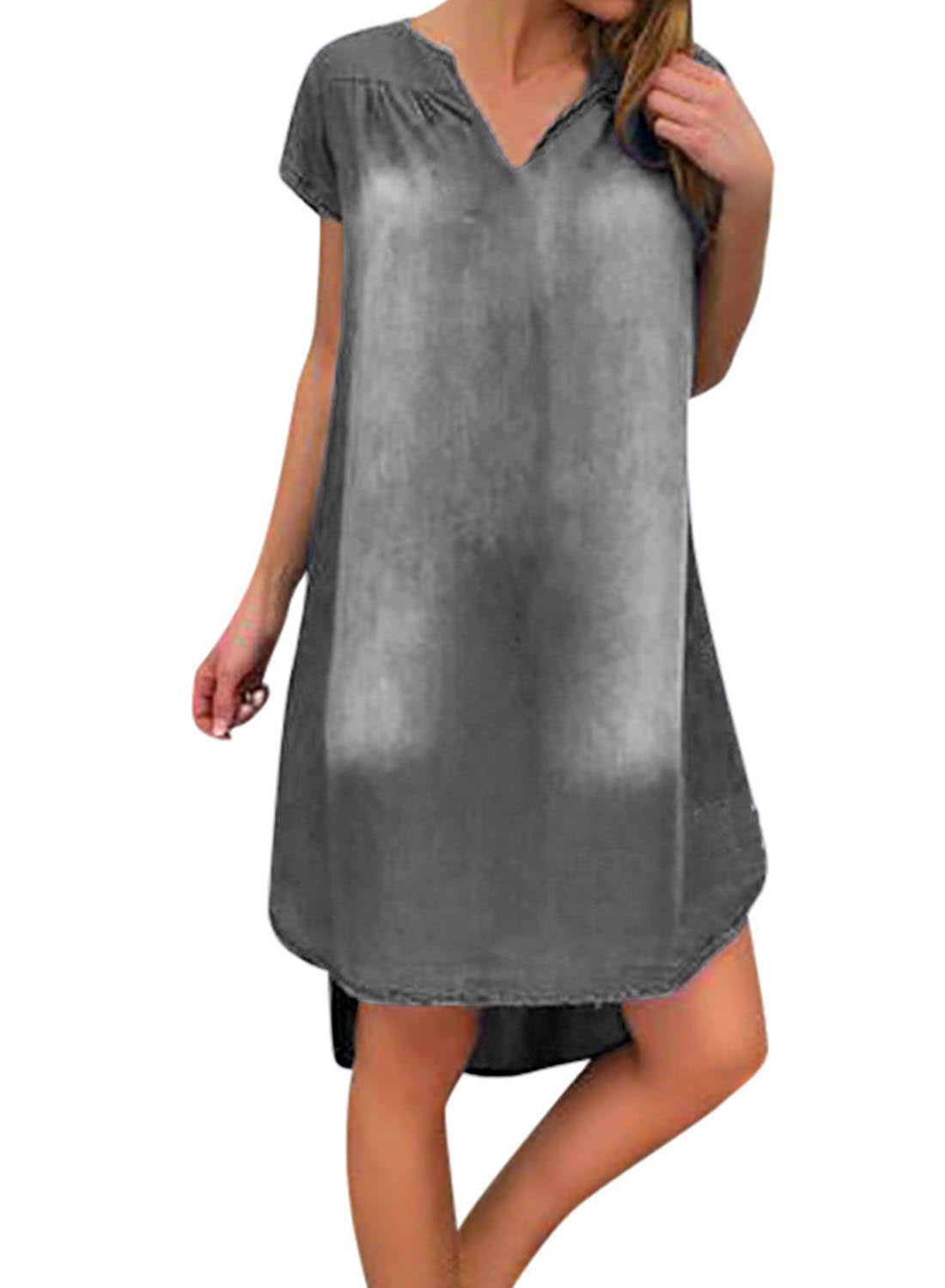 Gray Women's Dresses Denim Mini Dress LC227742-11