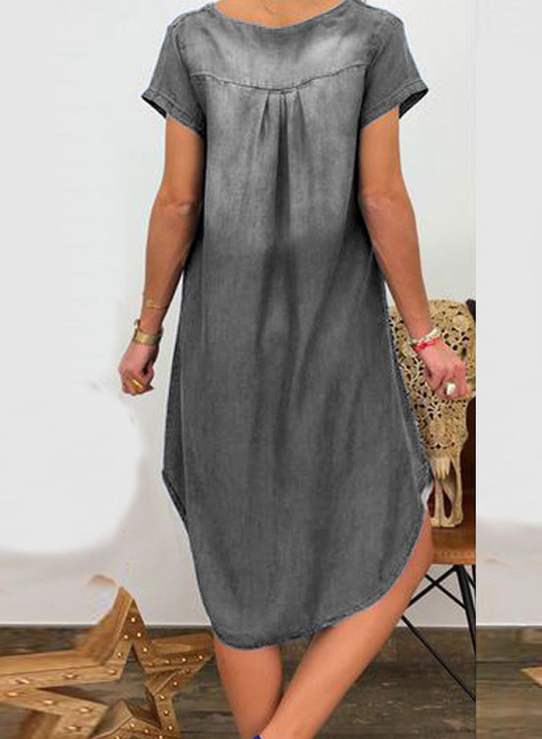 Gray Women's Dresses Denim Mini Dress LC227742-11