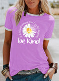 Purple Women's T-shirts Daisy & Letter Print T-shirt LC2529051-8