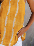 Yellow Women's Cami Tops Daisy Striped Print Top LC2563272-7