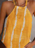Yellow Women's Cami Tops Daisy Striped Print Top LC2563272-7