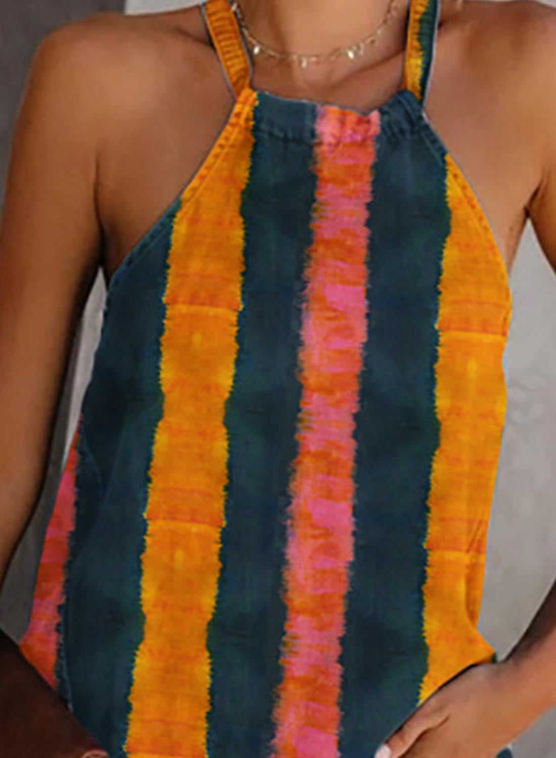 Stripe Women's Cami Tops Daisy Striped Print Top LC2563272-19