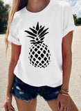T-shirt da donna casual con stampa ananas estiva