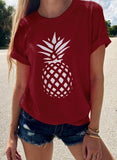 Red Women's T-shirts Pineapple Print T-shirt LC2529105-3