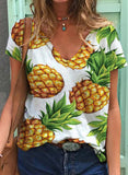White Women's T-shirts Pineapple Print T-shirt LC2529104-1