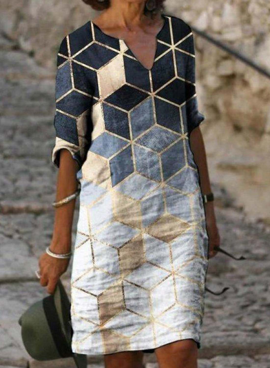 Multicolor Women's Dresses Geometric Paint Mini Dress LC227993-22