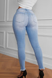 LC78038-4-S, LC78038-4-M, LC78038-4-L, LC78038-4-XL, Sky Blue Light Blue Washed Ripped Jeans
