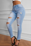Light Blue Washed Ripped Jeans