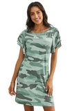 Green Green/Gray/Khaki Pile Of Sleeves Camouflage Dress LC221230-9