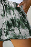 Green Women's Shorts Tie-dye Knot Front Shorts LC73366-9