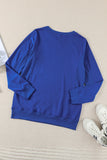 Blue Black/Blue/Gray/Green/Pink Round Neck Ribbed Hemline Solid Sweatshirt LC2531658-5