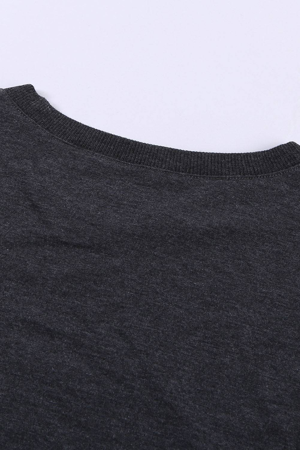 Black Black/Blue/Gray/Green/Pink Round Neck Ribbed Hemline Solid Sweatshirt LC2531658-2
