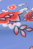 White White/Blue/Rose/Flag Print High Waist Printed Smocked Bikini LC411364-1