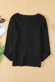Black White/Black/Gray/Khaki Lace Knitted Buttoned Long Sleeve Sweater LC2518381-2