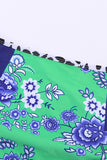 Blue White/Blue/Rose/Flag Print High Waist Printed Smocked Bikini LC411364-5