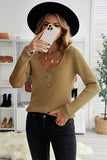 Khaki White/Black/Gray/Khaki Lace Knitted Buttoned Long Sleeve Sweater LC2518381-16