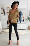Khaki White/Black/Gray/Khaki Lace Knitted Buttoned Long Sleeve Sweater LC2518381-16