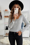 Gray White/Black/Gray/Khaki Lace Knitted Buttoned Long Sleeve Sweater LC2518381-11