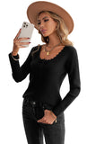 Black White/Black/Gray/Khaki Lace Knitted Buttoned Long Sleeve Sweater LC2518381-2