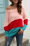 Pink Striped knit pullover LC2519997-10