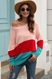 Pink Striped knit pullover LC2519997-10