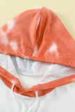 Red Women's Winter Loose Casual Long Sleeve Drop Shoulder Tie Dye Color Block Drawstring Kangroo Pocket Hoodies  LC252938-3