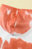 Red Women's Winter Loose Casual Long Sleeve Drop Shoulder Tie Dye Color Block Drawstring Kangroo Pocket Hoodies  LC252938-3