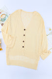 Apricot Pink/Gray/Apricot Loose Lightweight V Neck Buttoned Sheer Knit Cardigan LC271026-18