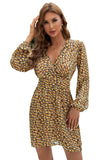 Yellow Yellow V Neck Bubble Sleeves Floral Dress LC229739-7