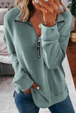 Green Black/Blue/Green/Pink/Gray Zip Pullover Long Sleeve Collar Sweatshirt LC2538527-109