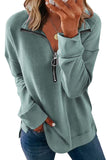 Green Black/Blue/Green/Pink/Gray Zip Pullover Long Sleeve Collar Sweatshirt LC2538527-109
