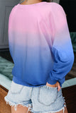 Pink Women's Casual Crewneck Long Sleeve Tie-Dyed Sweatshirt LC252958-10