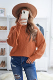 Orange Women's Fashion Cable Knit Turtleneck Sweater Casual Thick Tops Long Sleeve Pullover LC270118-14