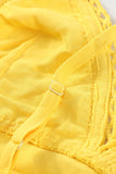 Yellow White/Black/Red/Yellow/Pink Spaghetti Straps V Neck Lace Bodice Ruffled Mini Dress LC225156-7