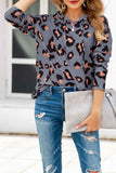 Women's Cheetah Print Long Sleeve Side Split Sweatshirt