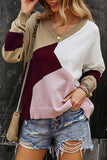 Red Color block pullover LC2721685-3