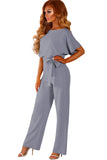 Gray Black/Blue Oh So Glam Belted Wide Leg Jumpsuit LC64520-11