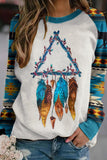 Leather Graphic Relaxed Aztec Print Sweatshirt