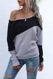 Women's Contrast Stitching Drop Shoulder Rib Knit Pullover Sweater