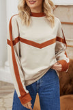 Women's Striped High Round Neck Autumn Sweatshirt