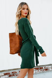 Green Black/Green/Apricot Don’t Let Me Go Tie Sweater Dress LC270049-9