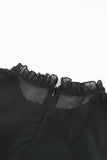Black See-through Mesh Patchwork Puff Sleeve Bodycon Mini Dress LC229835-2