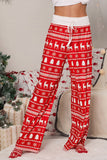 Red Mixed Print Contrast High Waist Wide Leg Pants LC772775-3