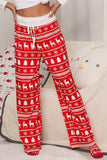 Red Mixed Print Contrast High Waist Wide Leg Pants LC772775-3