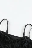 Black Pattern Print Spaghetti Strap Mesh Sheer Bodysuit LC32869-2